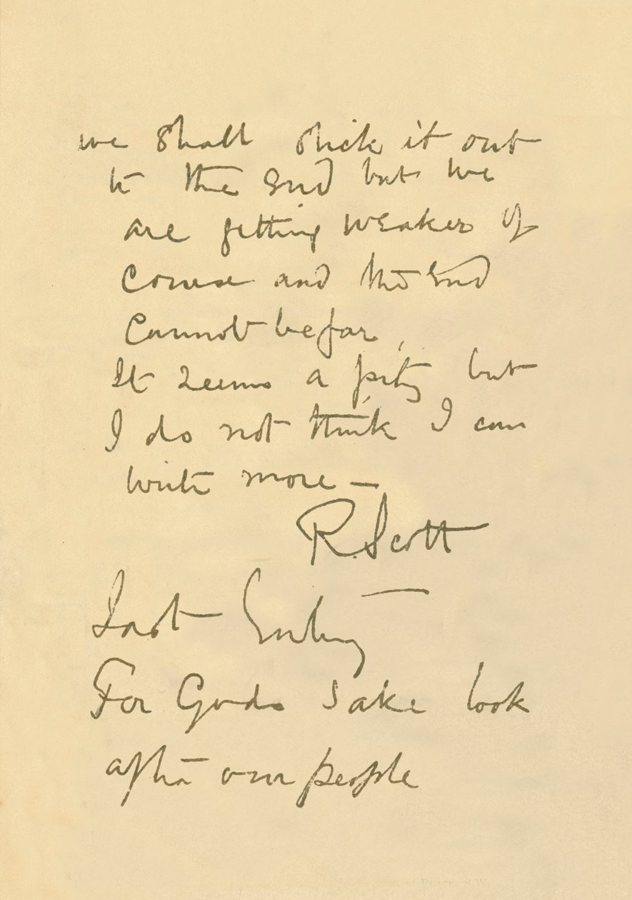 Facsimile del messaggio al pubblico, 29 marzo 1912, 1913 da Robert Falcon Scott