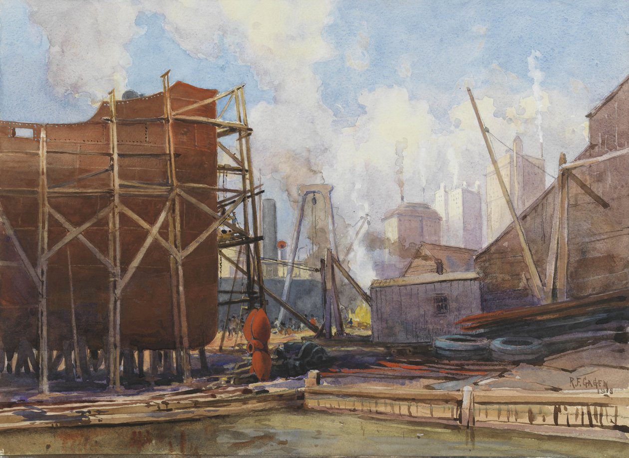 Cantieristica navale a Toronto, 1918 da Robert Ford Gagen