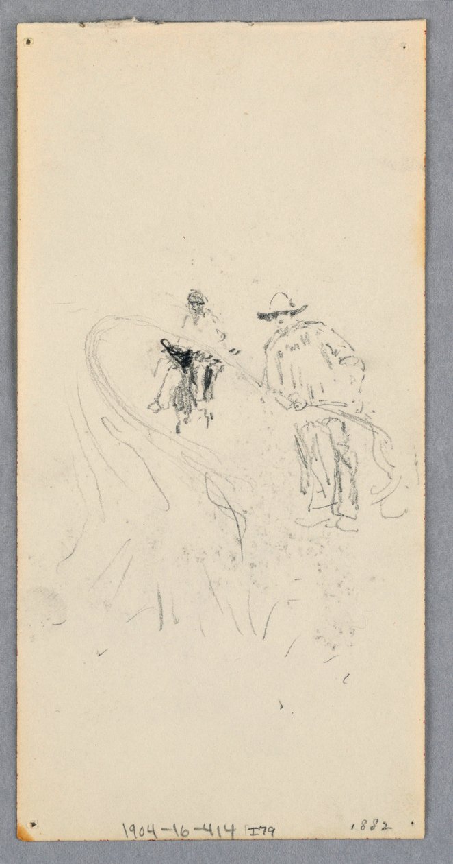 Disegno, Parete esterna: Baia, balcone e cornicione (recto); due figure e linee non identificate (verso), 1882 da Robert Frederick Blum