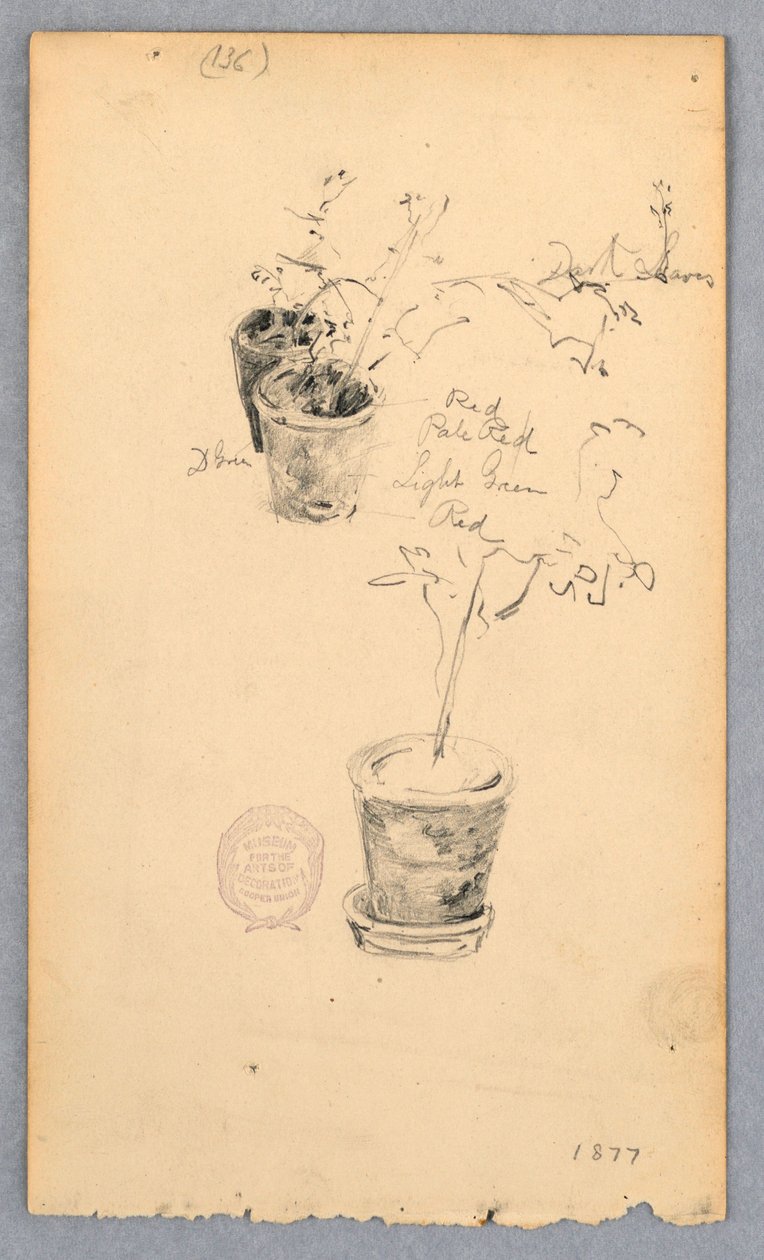 Disegno, Vasi di fiori, 1877 da Robert Frederick Blum