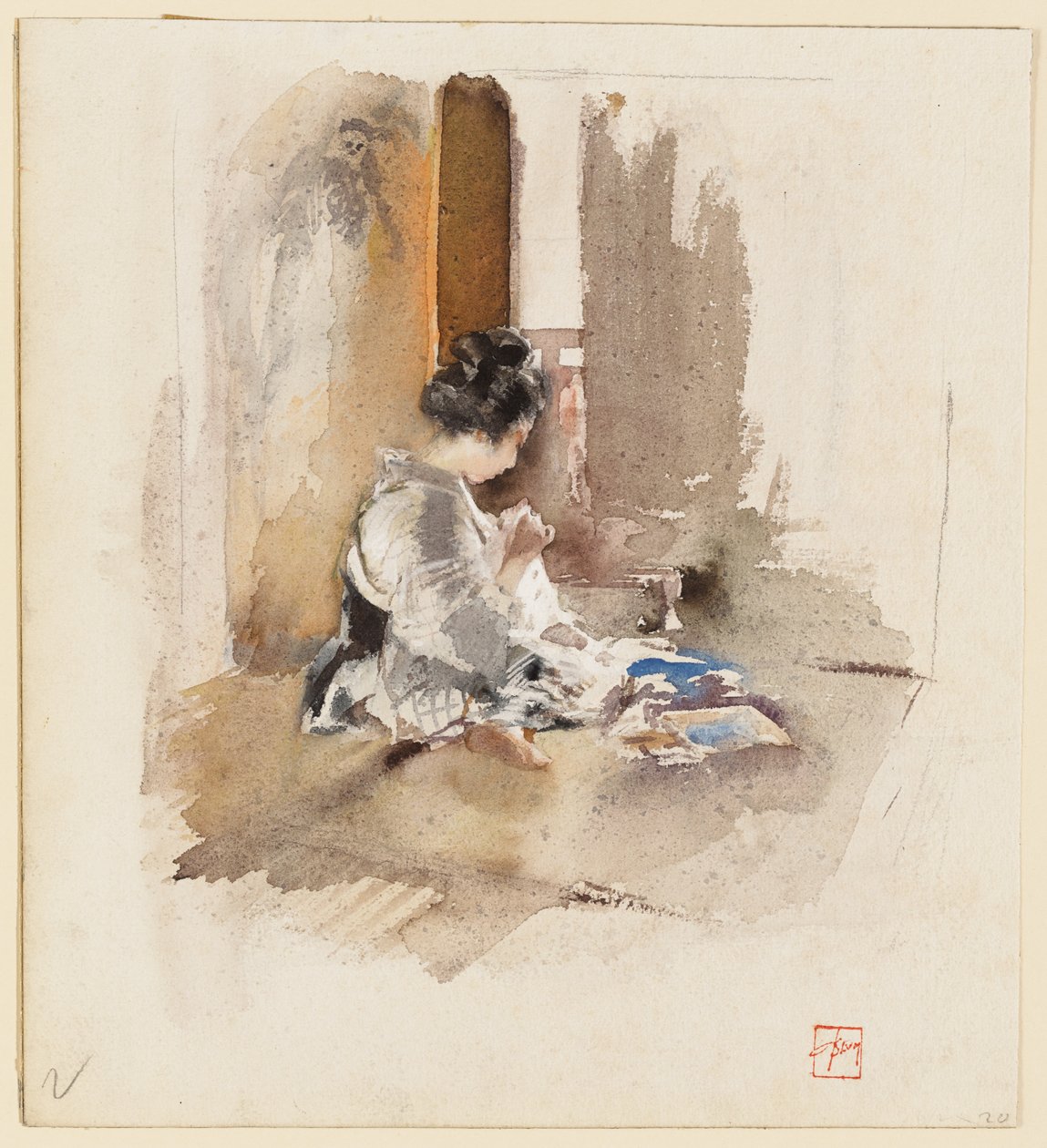 Ragazza giapponese che cuce da Robert Frederick Blum
