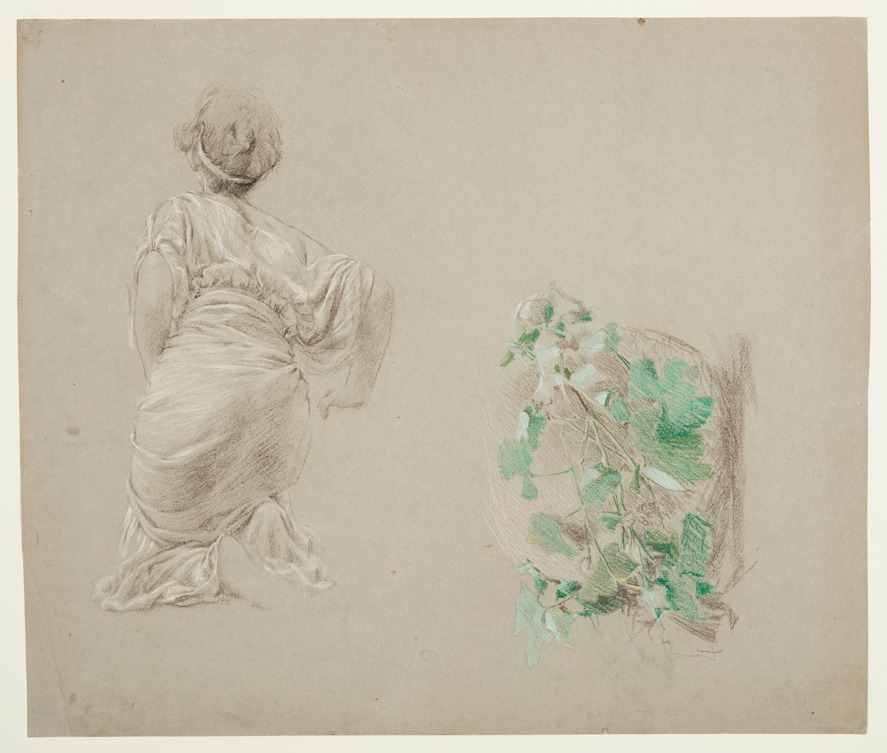 Studio per una donna inginocchiata, "Festival della vendemmia," Mendelssohn Glee Club, New York, NY da Robert Frederick Blum