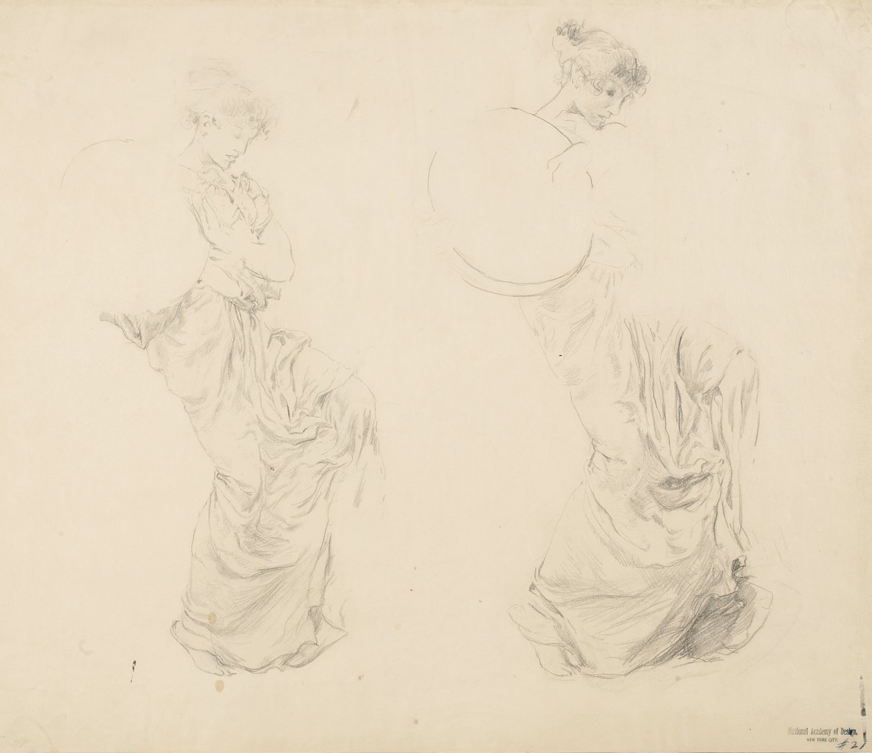Studio di due figure femminili per murale Moods to Music da Robert Frederick Blum