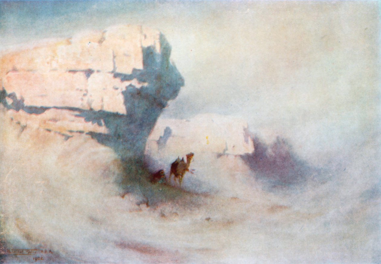 Una tempesta di sabbia (litografia a colori) da Robert George Talbot Kelly