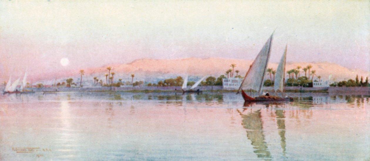 Il Cairo dal fiume - Sera (litografia a colori) da Robert George Talbot Kelly