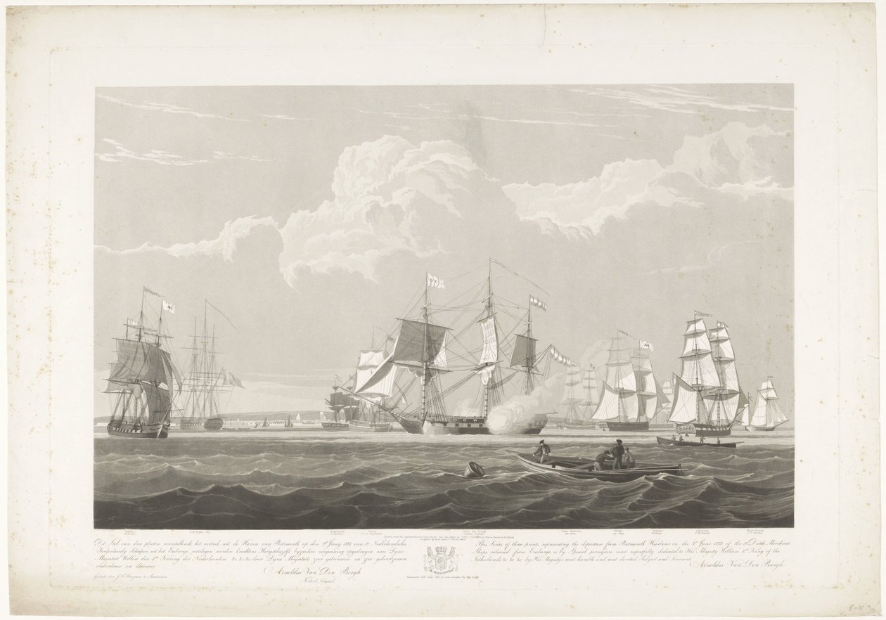 Partenza di dodici navi mercantili olandesi dal porto di Portsmouth, 1833 da Robert Havell (II)