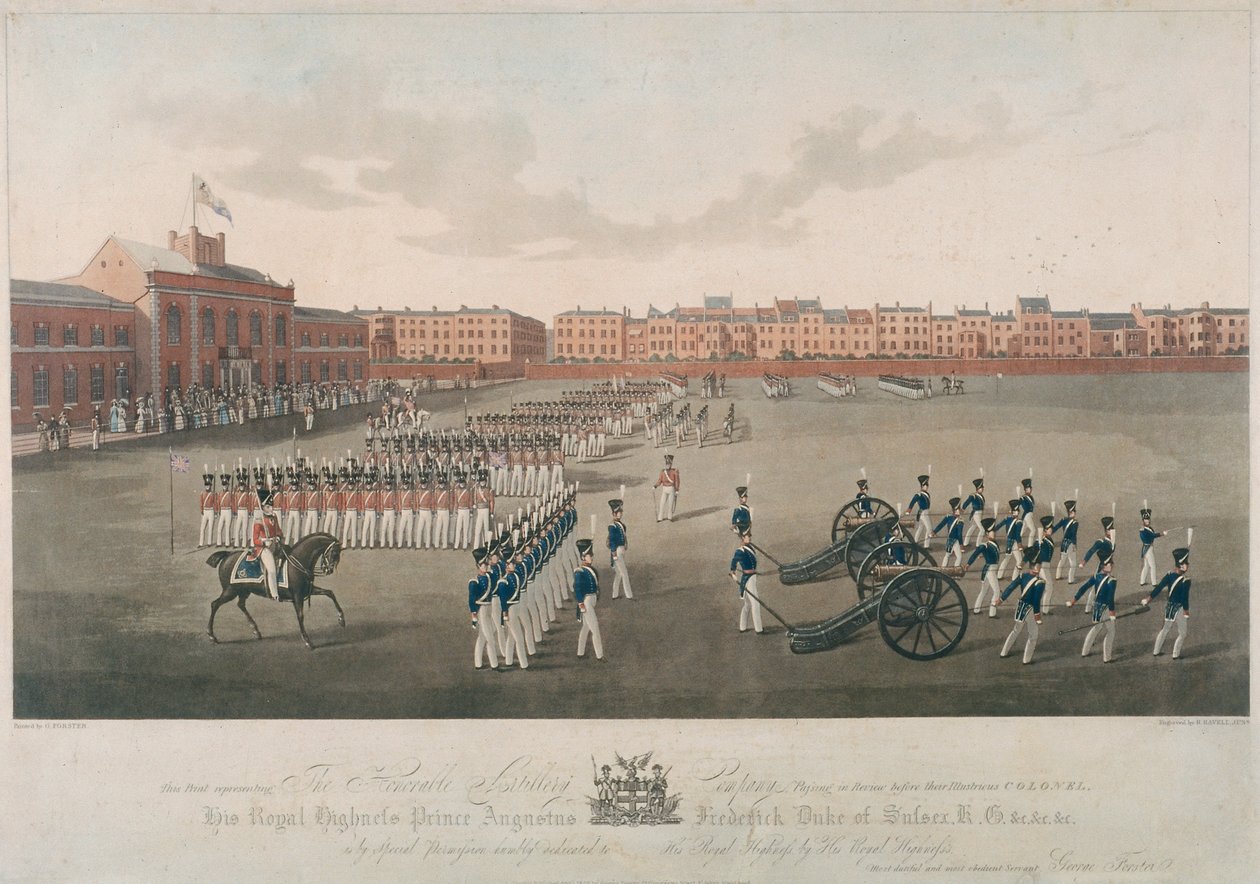 Scena della Honourable Artillery Company, City Road, Finsbury, Islington, Londra, 1829 da Robert Havell
