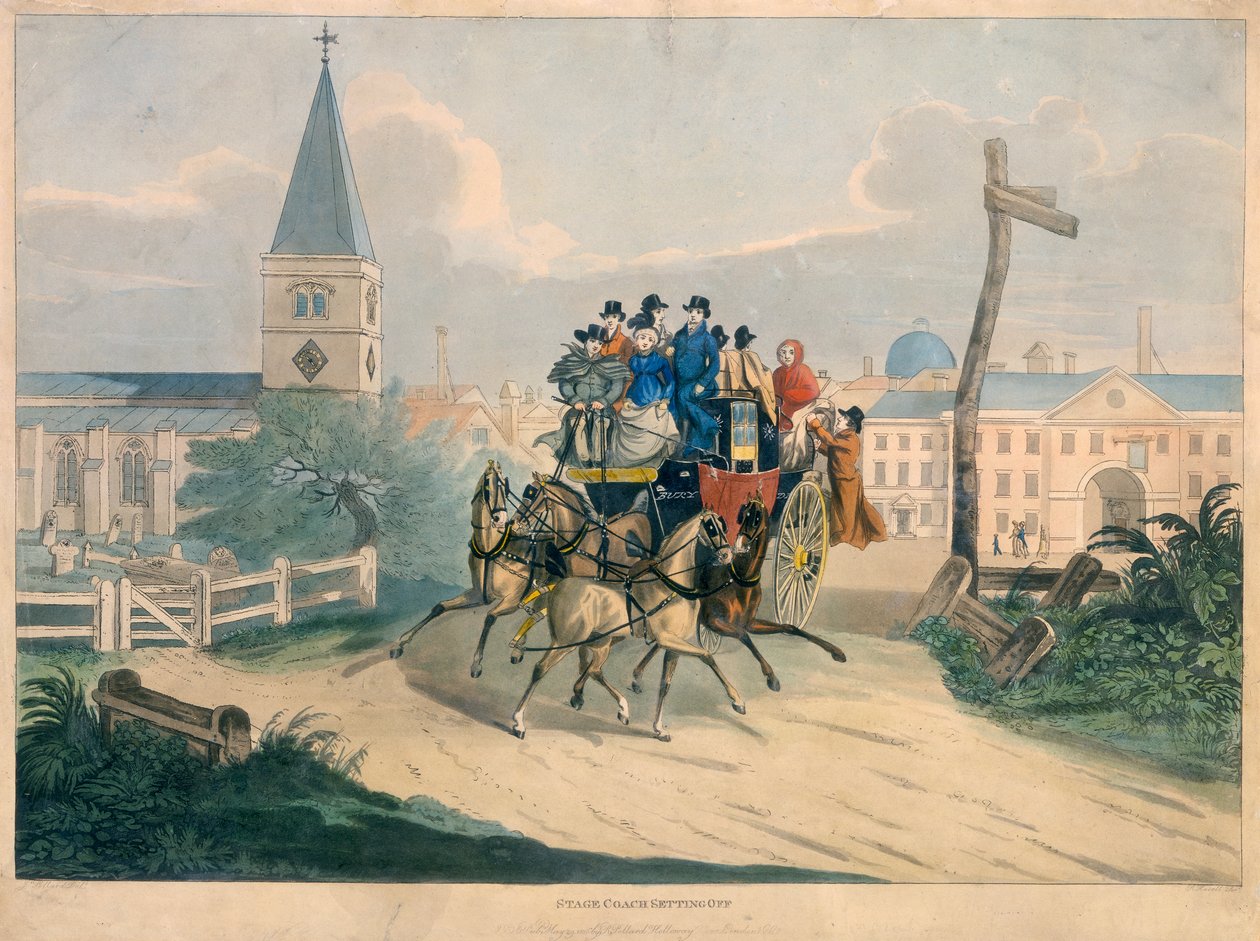 Partenza della diligenza, inizio XIX secolo da Robert Havell
