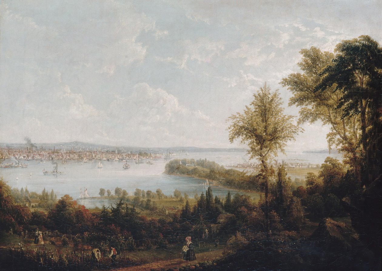 Veduta della baia e della città di New York da Weehawken, 1840 da Robert Havell