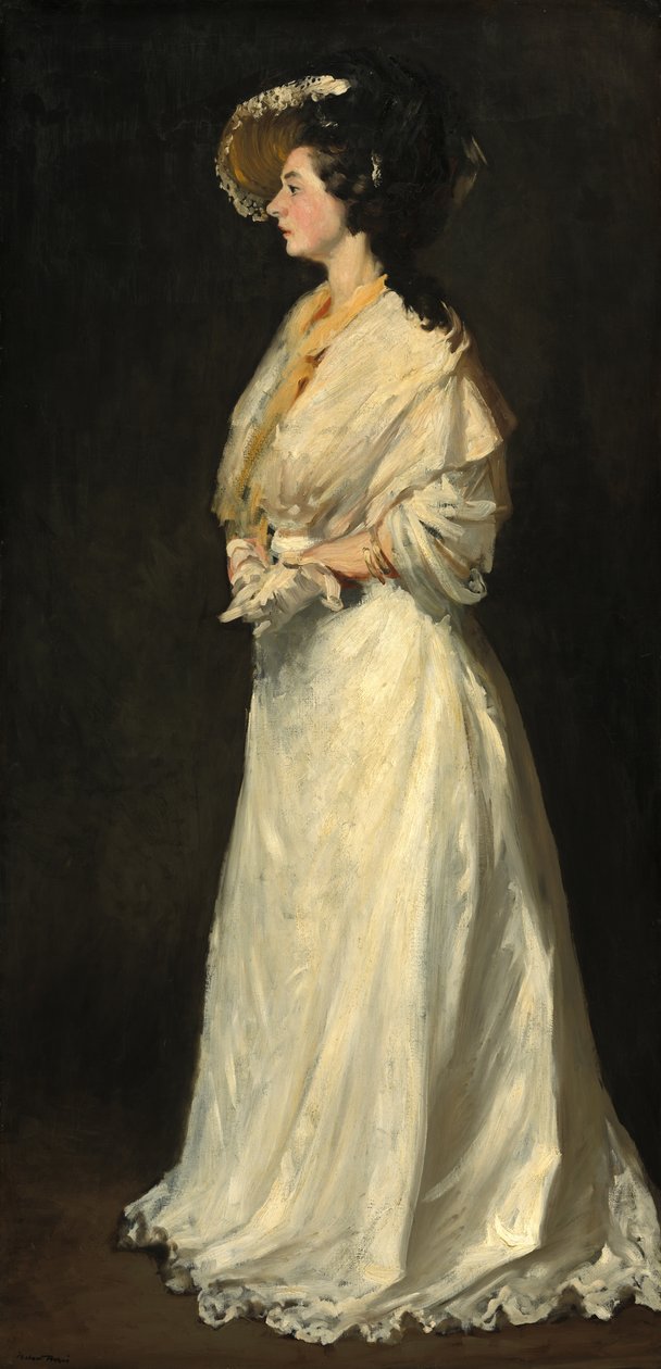 Giovane donna in bianco da Robert Henri