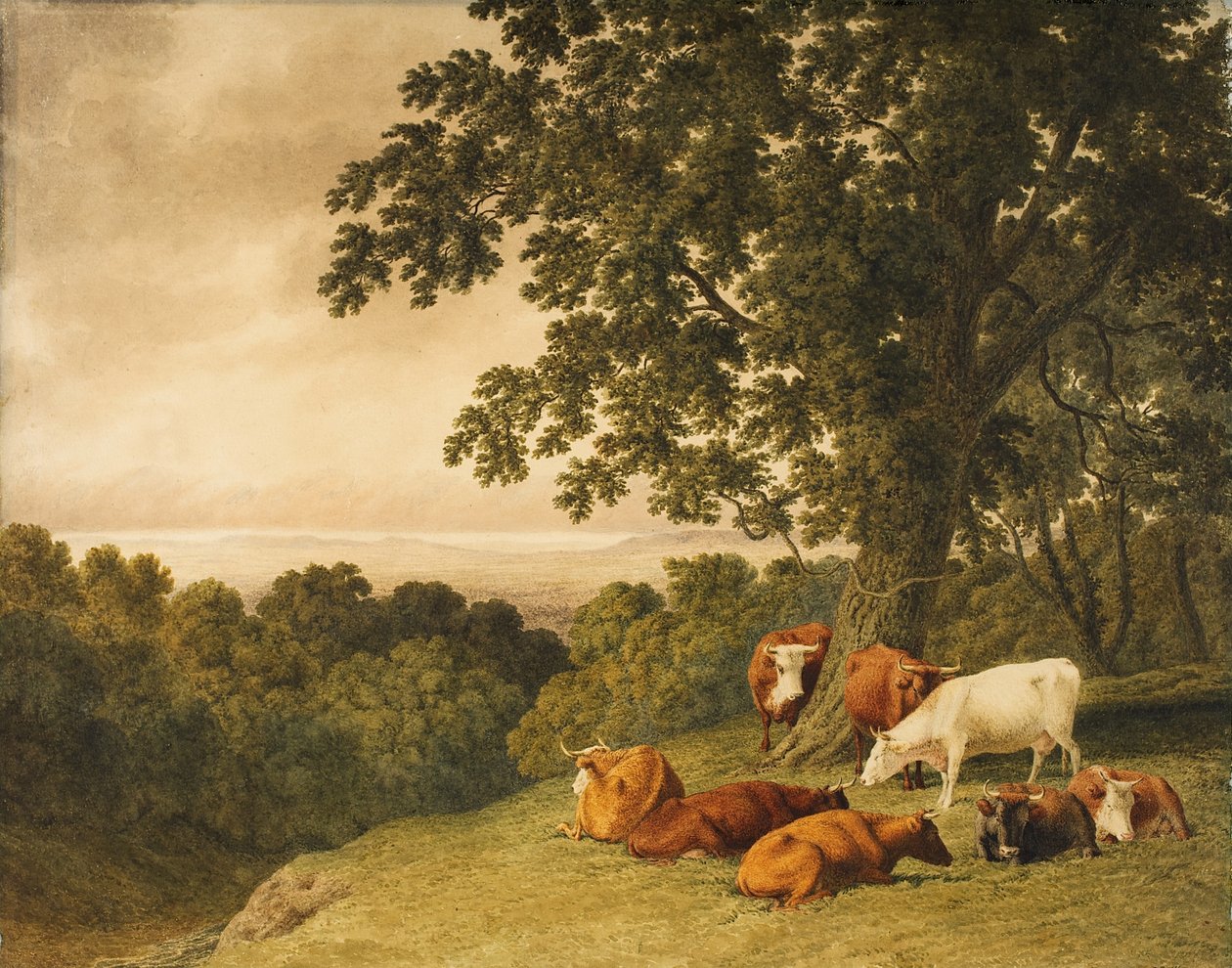 Paesaggio con bestiame, 1819 da Robert Hills