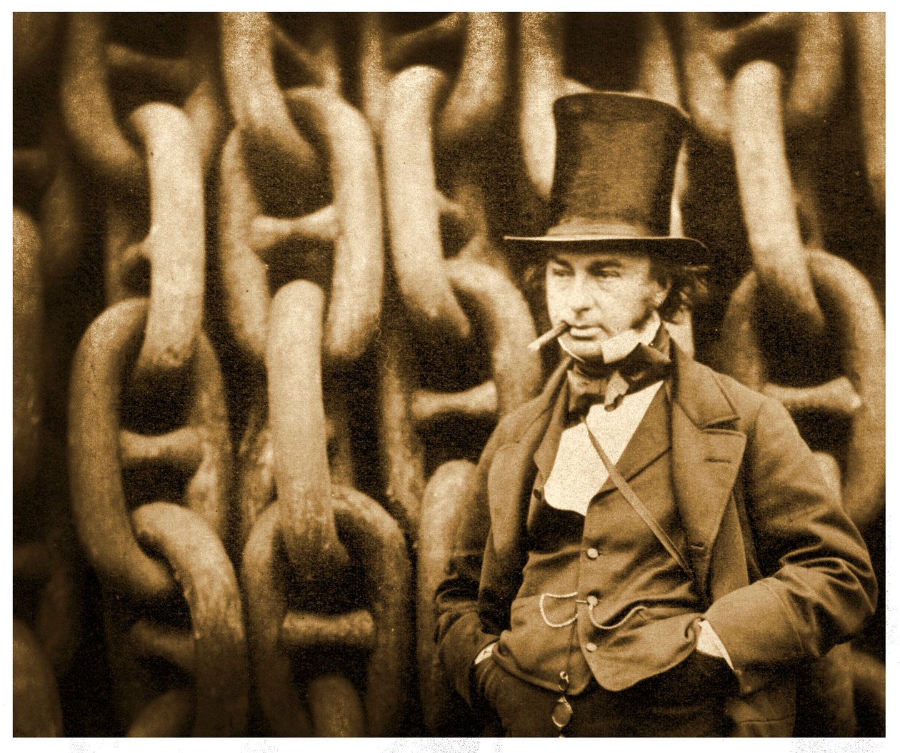 Isambard Kingdom Brunel vicino alle catene di lancio della SS Great Eastern, 1857 da Robert Howlett