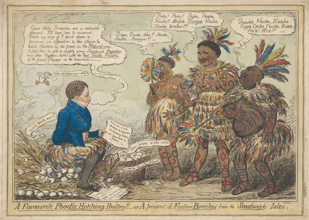 Un Barboncino Preferito che Incuba Pollame!! - o Un Regalo di Pantaloni di Piume dalle Isole Sandwich da Robert Isaac Cruikshank