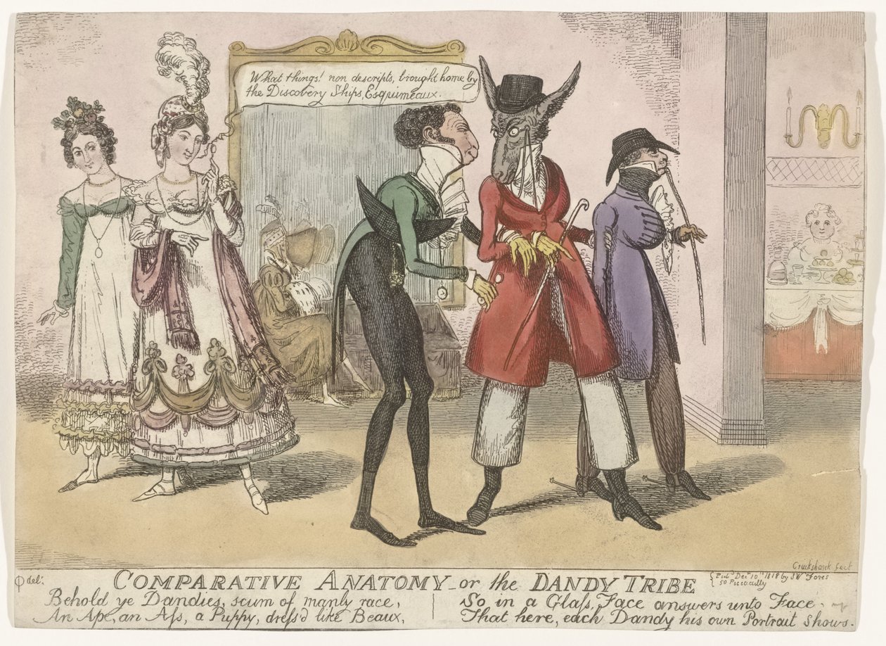 Caricatura dei dandy a Bath da Robert Isaac Cruikshank