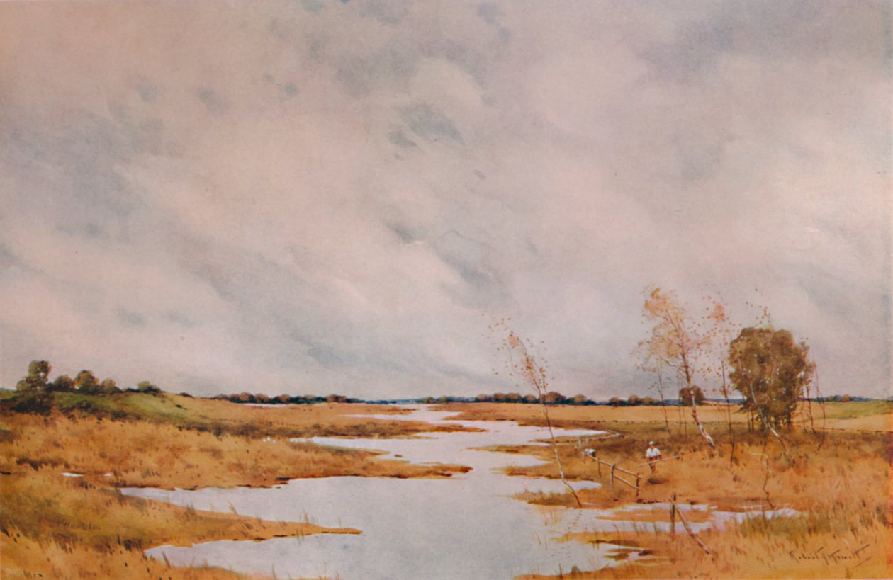 Riparazione della recinzione, Suffolk Marshes, 1935 da Robert J Hewitt