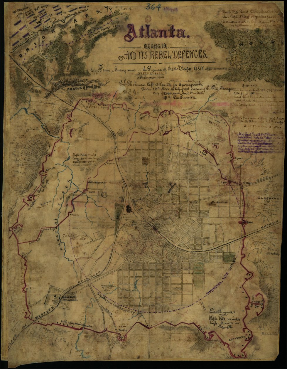 Atlanta, Georgia e le sue difese ribelli (sic) LOC gvhs01.vhs00311 da Robert Knox Sneden