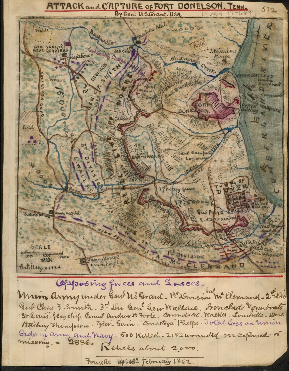 Attacco e cattura di Fort Donelson, Tenn. da parte del Gen. U.S. Grant U.S.A. LOC gvhs01.vhs00078 da Robert Knox Sneden