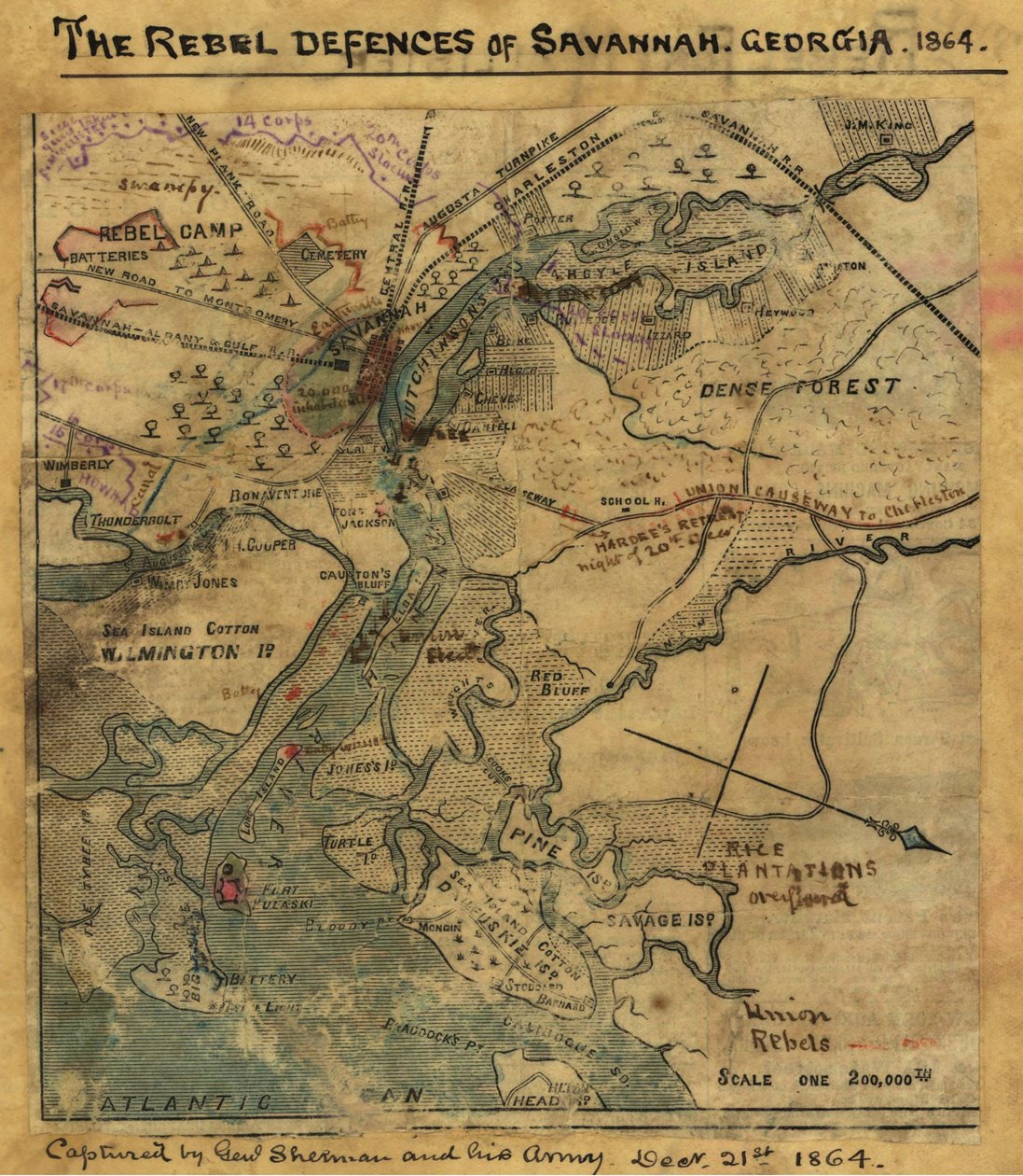 Attacco a Ft. Pulaski Savannah, Georgia, aprile 1862. LOC gvhs01.vhs00277 da Robert Knox Sneden