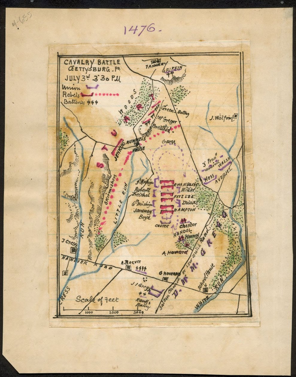 Battaglia di cavalleria, Gettysburg, Pa. 3 luglio ore 15-30 LOC gvhs01.vhs00150 da Robert Knox Sneden