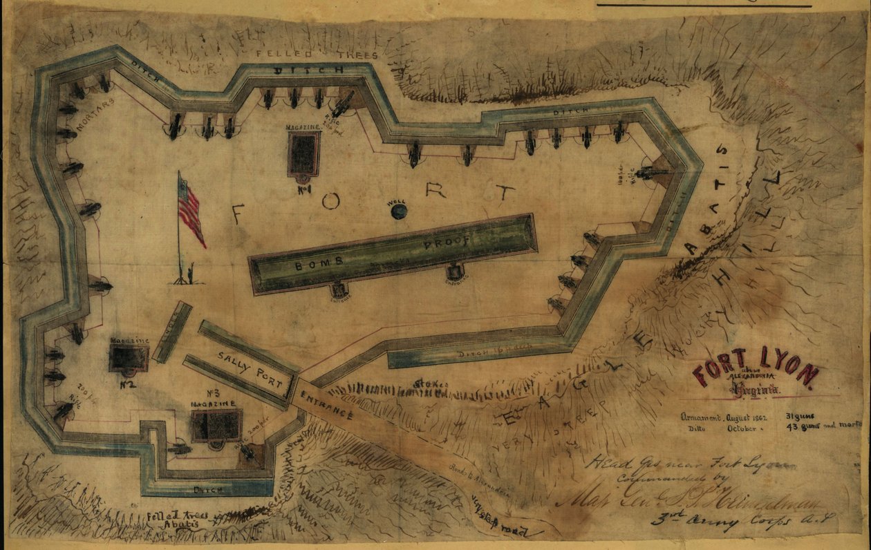Fort Lyon, vicino ad Alexandria, Virginia LOC gvhs01.vhs00285 da Robert Knox Sneden