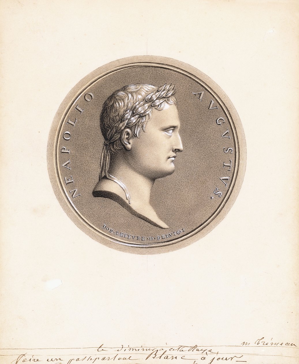 Imperatore Napoleone I, di profilo a destra - Un disegno per una medaglia da Robert Lefevre