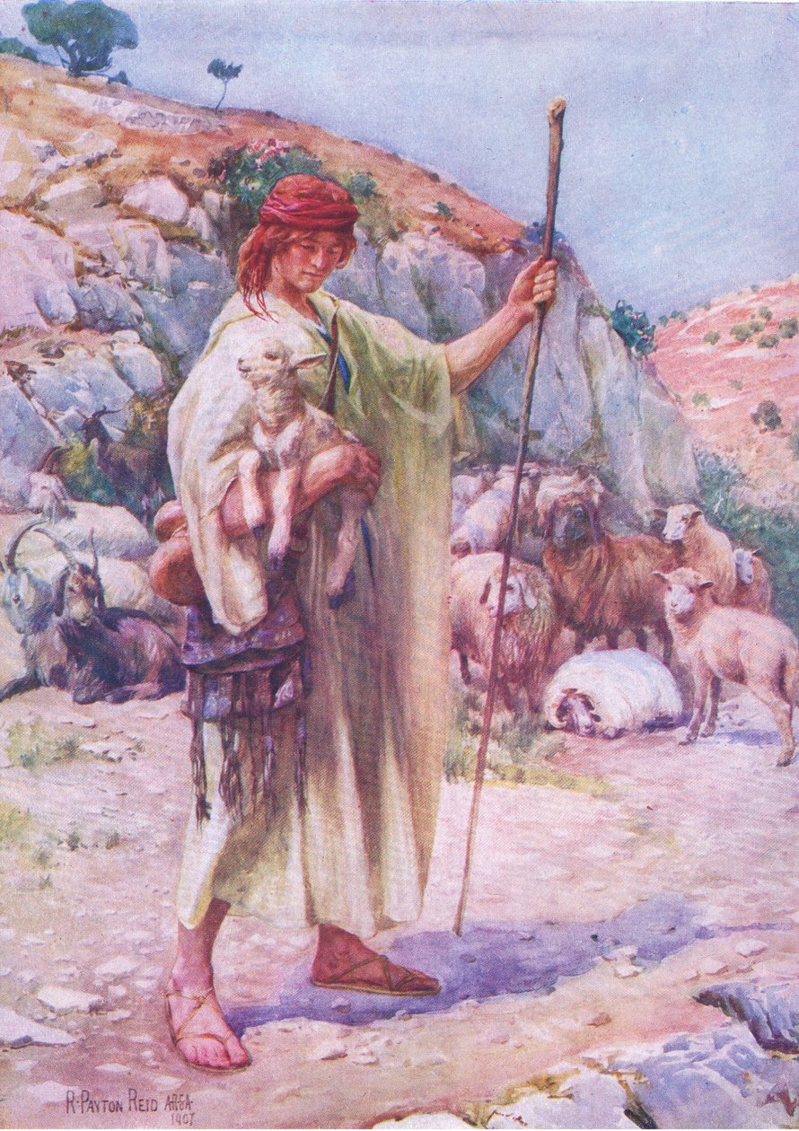 Davide il pastore, da Il Libro delle Immagini della Bibbia pubblicato da Thomas Nelson, c.1950 da Robert Payton Reid