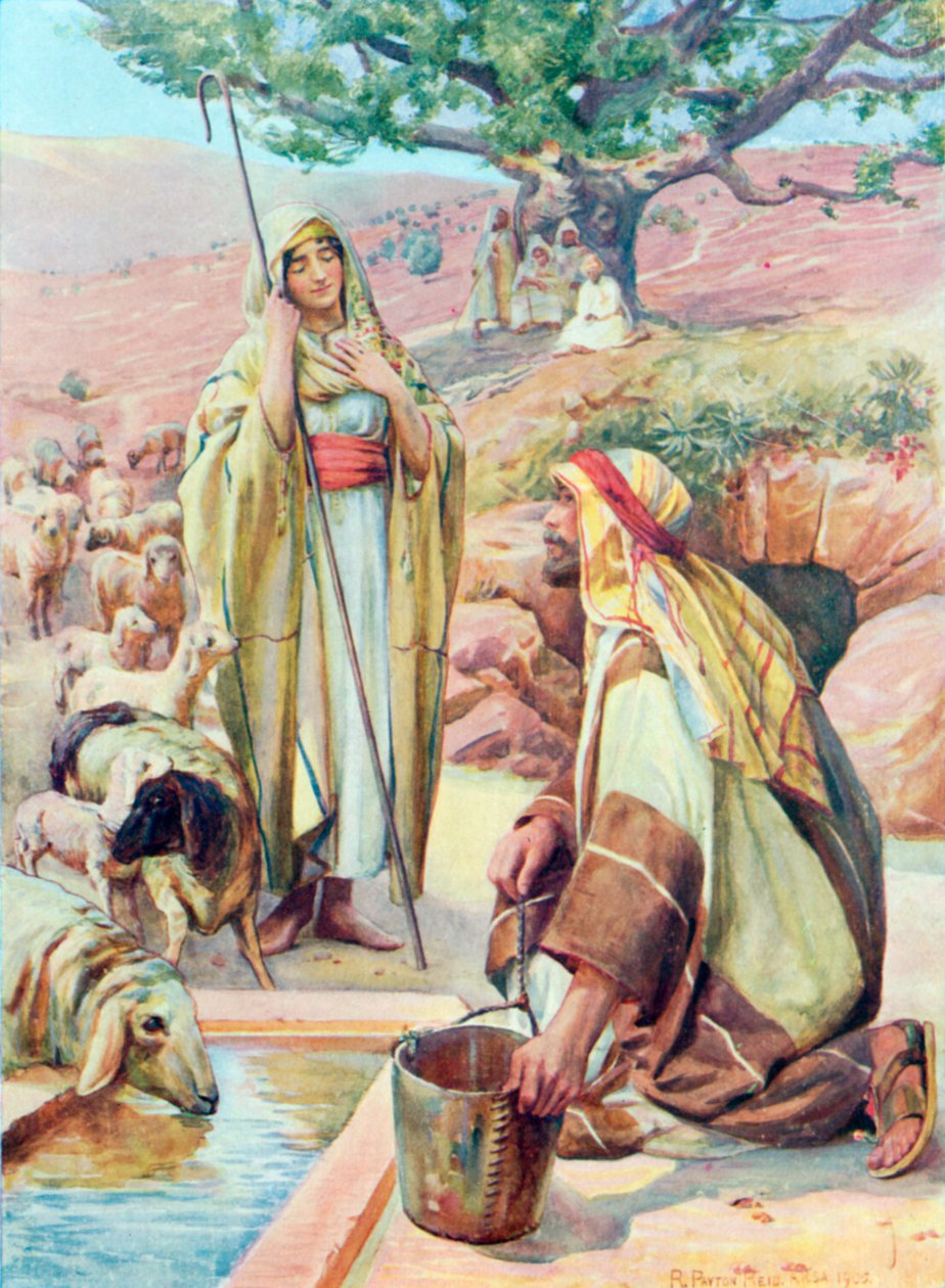 Rachele al pozzo (litografia a colori) da Robert Payton Reid