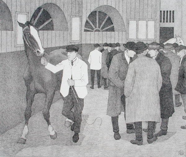 Mercanti di cavalli al Barbican (Barbican No.2) 1921 da Robert Polhill Bevan
