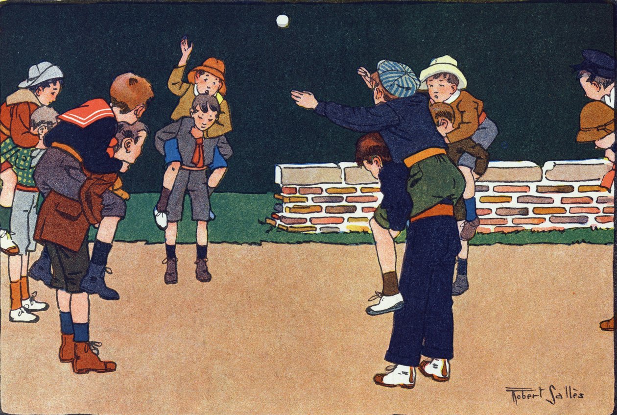 La pallottola del cavaliere. Incisione in "A cosa giochiamo?" di E. Weber con disegni ad acquerello di Robert Salles (1871-1929). Libreria Garnier Freres, Parigi da Robert Salles