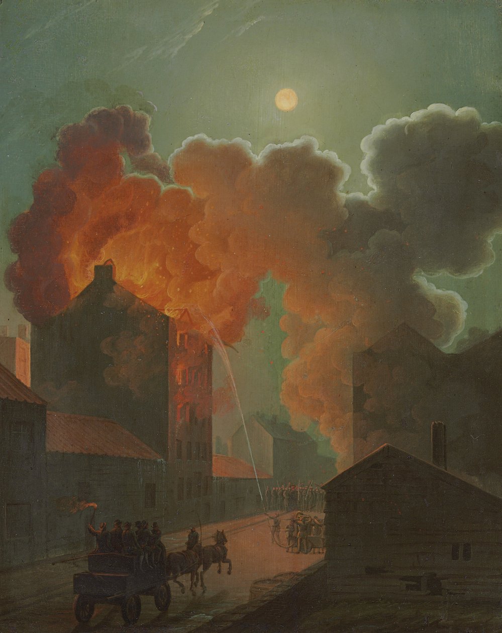 Un incendio a Boston al chiaro di luna, c.1830-1835 da Robert Salmon
