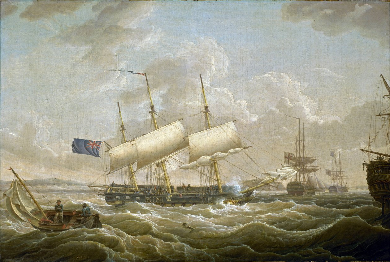 Una fregata ancorata nel Mersey (fiume nel nord-ovest dell