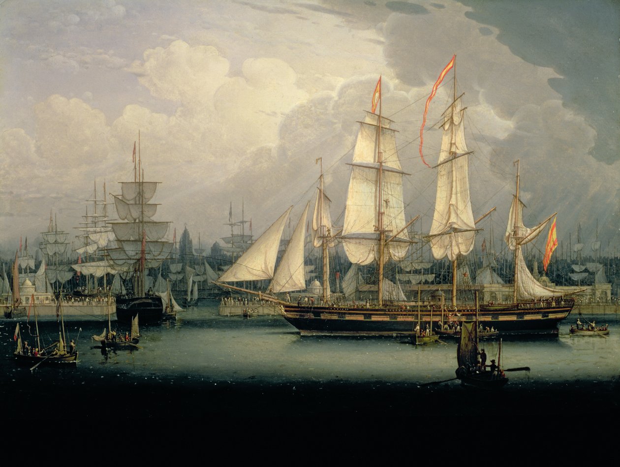 Clipper a quattro alberi nel porto di Liverpool, c.1810 da Robert Salmon