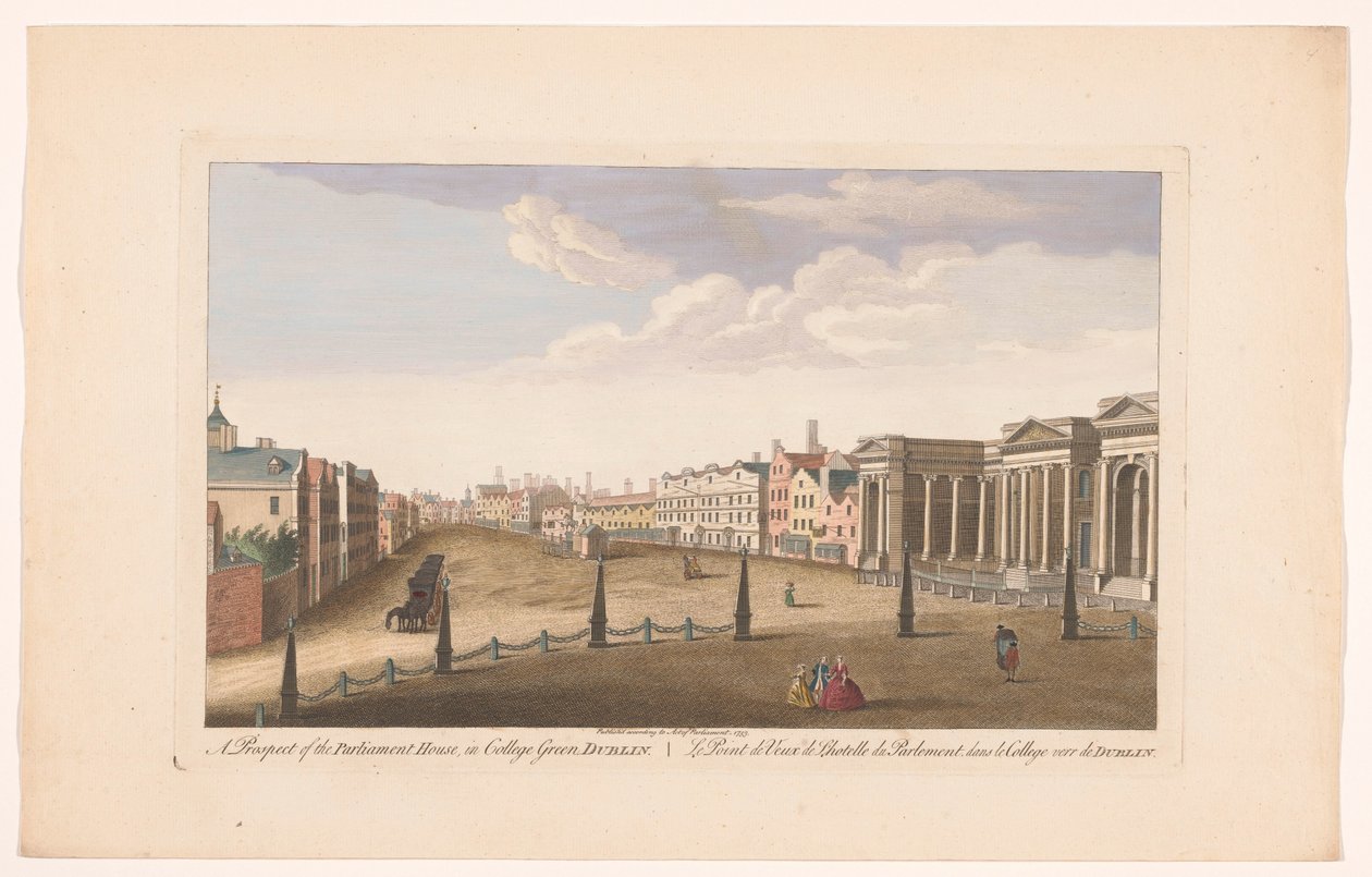 Vista sul Parlamento in College Green a Dublino da Robert Sayer (possibly)