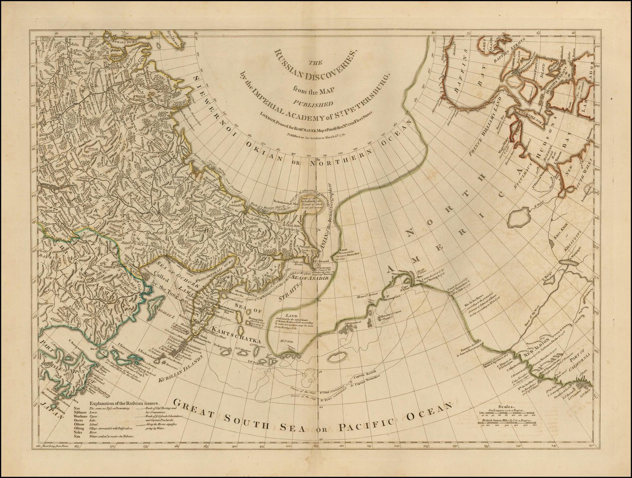 Mappa del 1775 - Le scoperte russe, dalla mappa pubblicata dall