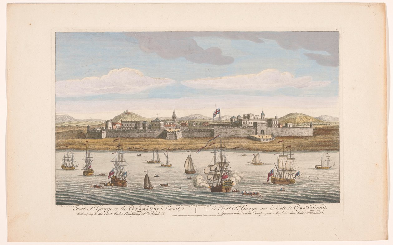 Vista su Fort Saint George a Madras da Robert Sayer