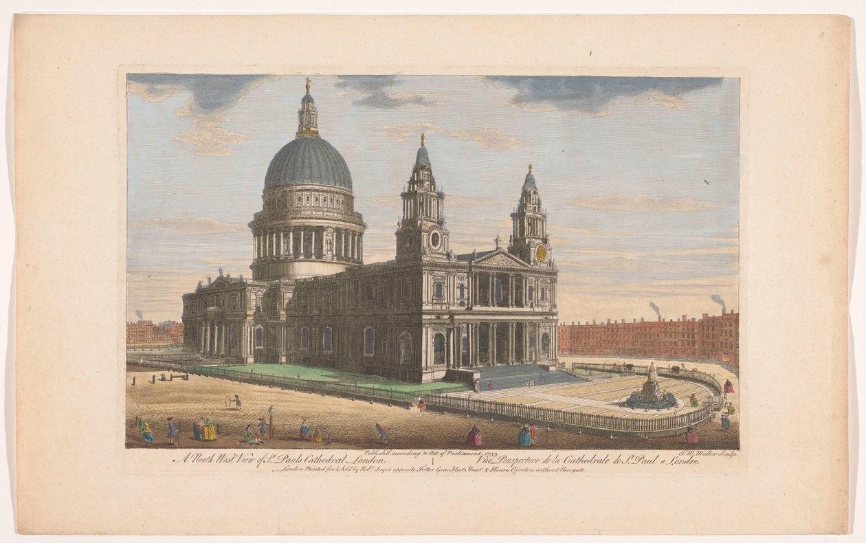 Vista della Cattedrale di San Paolo a Londra dal lato nord-ovest da Robert Sayer