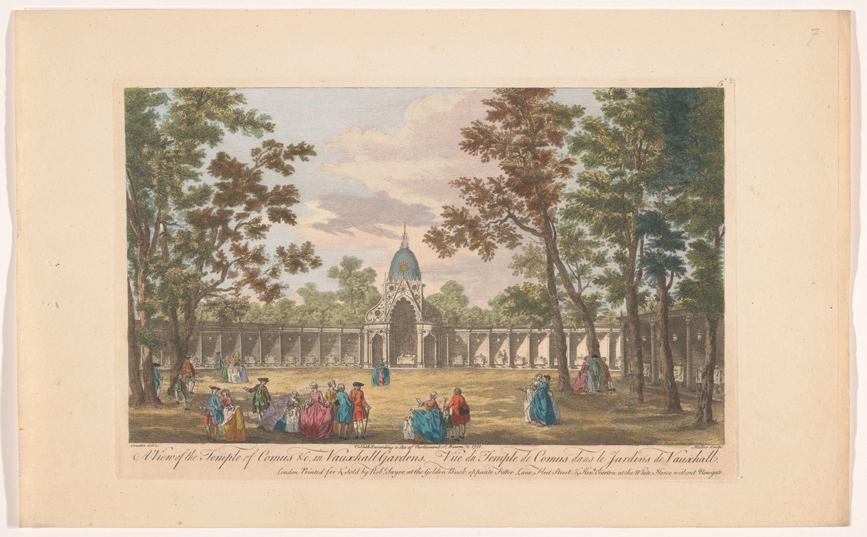 Veduta del Tempio di Comus nei Vauxhall Gardens a Londra (Ranelagh Gardens e Vauxhall Gardens) da Robert Sayer