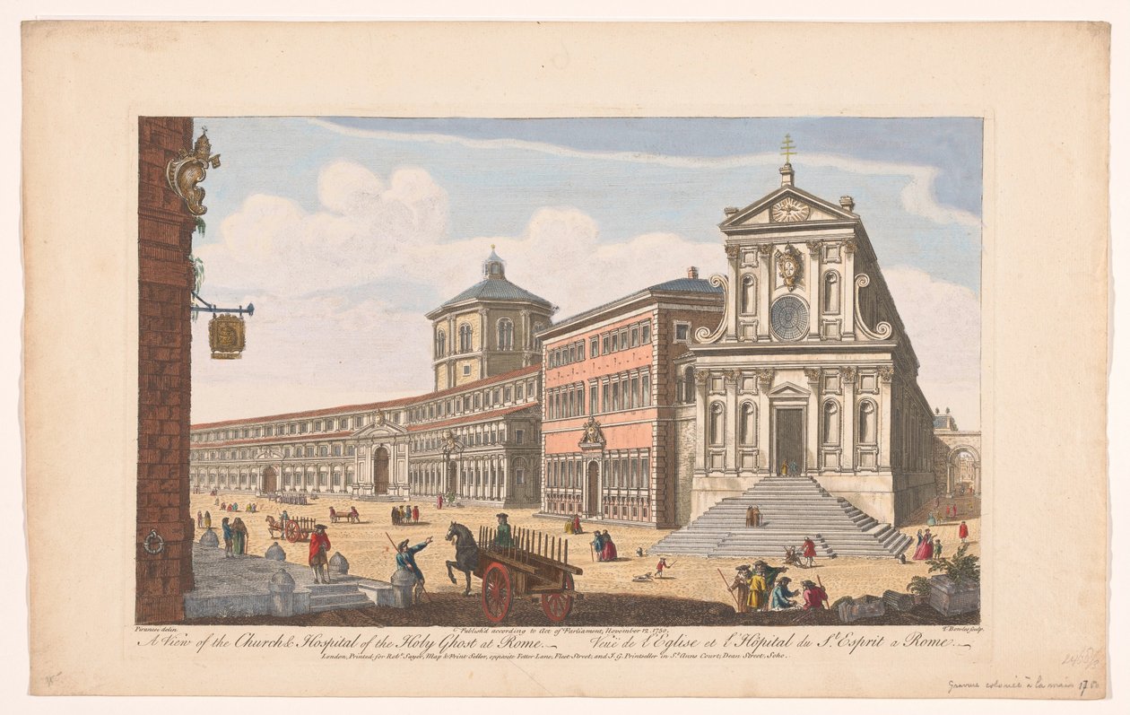 Vista sulla chiesa Santo Spirito in Sassia a Roma da Robert Sayer