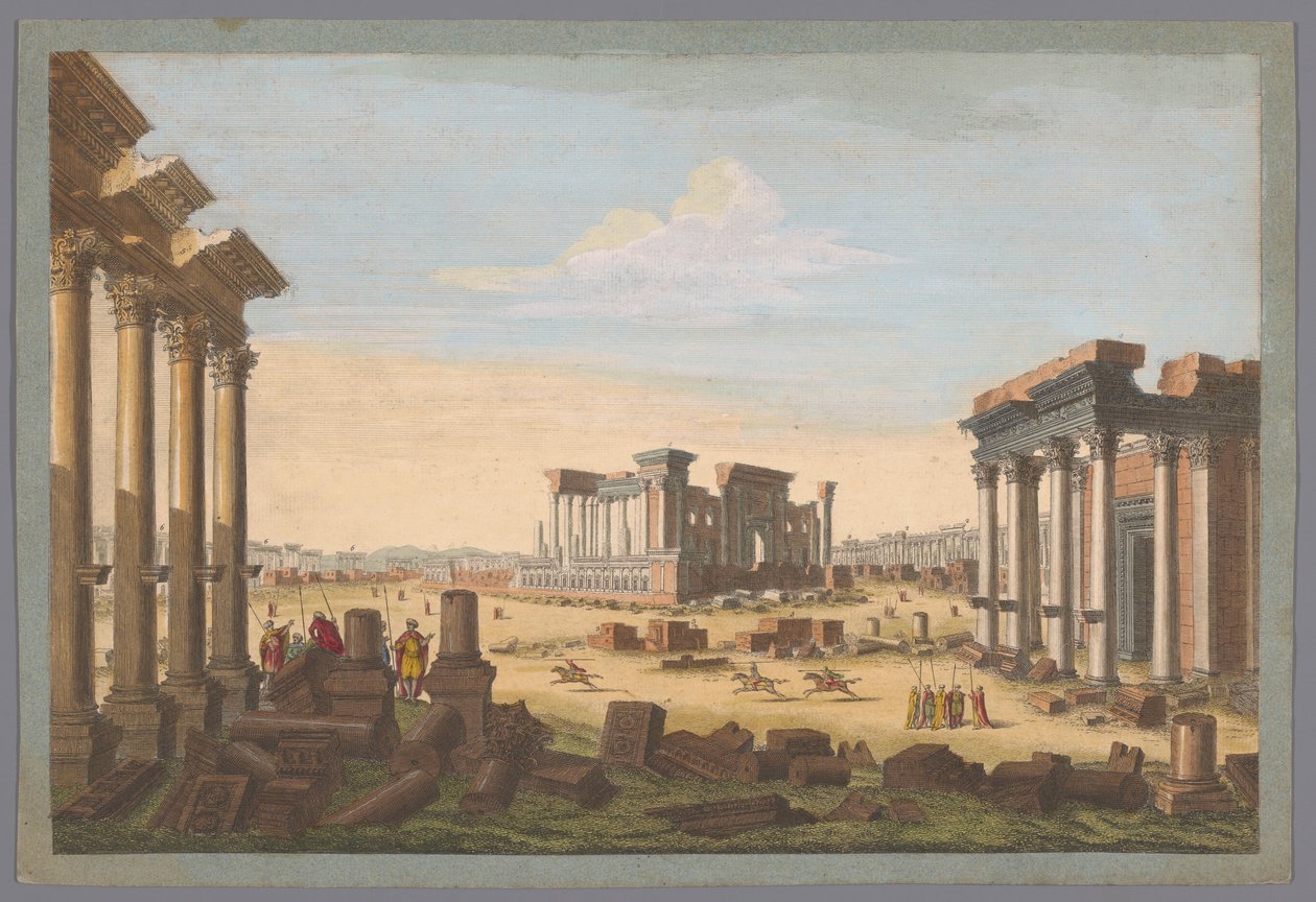Veduta delle rovine dei monumenti a Palmira vista dal lato nord-ovest da Robert Sayer