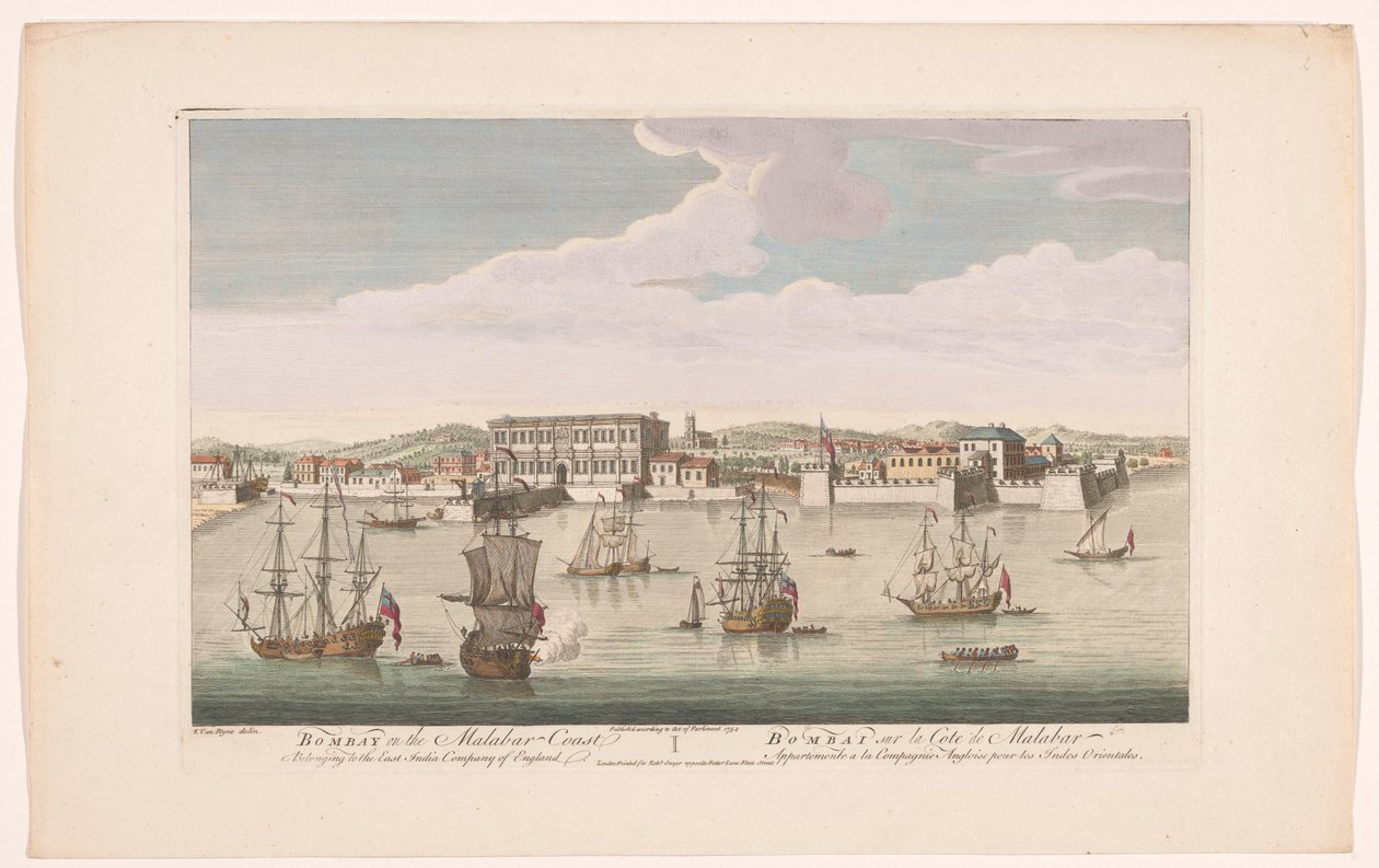 Veduta della città di Bombay (Nederzettingen van de VOC) da Robert Sayer