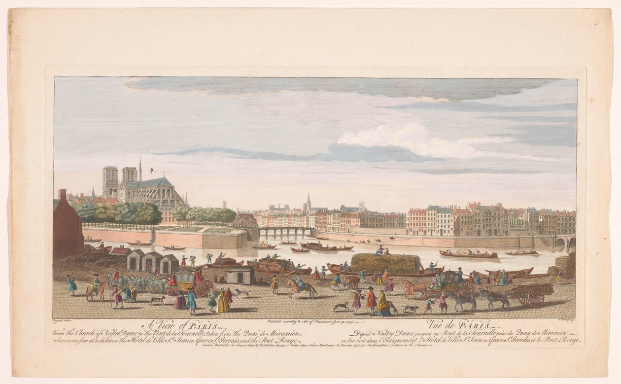 Veduta della città di Parigi dal Quai de Miramion (Parigi) da Robert Sayer