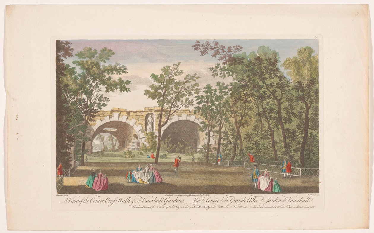 Veduta di un viale nei Giardini di Vauxhall a Londra da Robert Sayer