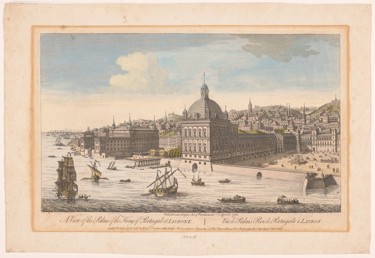 Veduta del Palazzo Reale di Lisbona da Robert Sayer