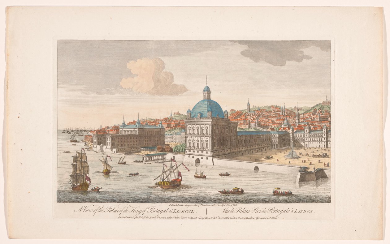 Veduta del Palazzo Reale di Lisbona da Robert Sayer