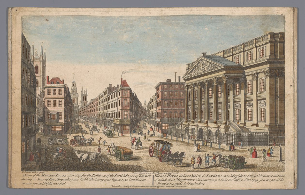 Veduta del Mansion House a Londra da Robert Sayer