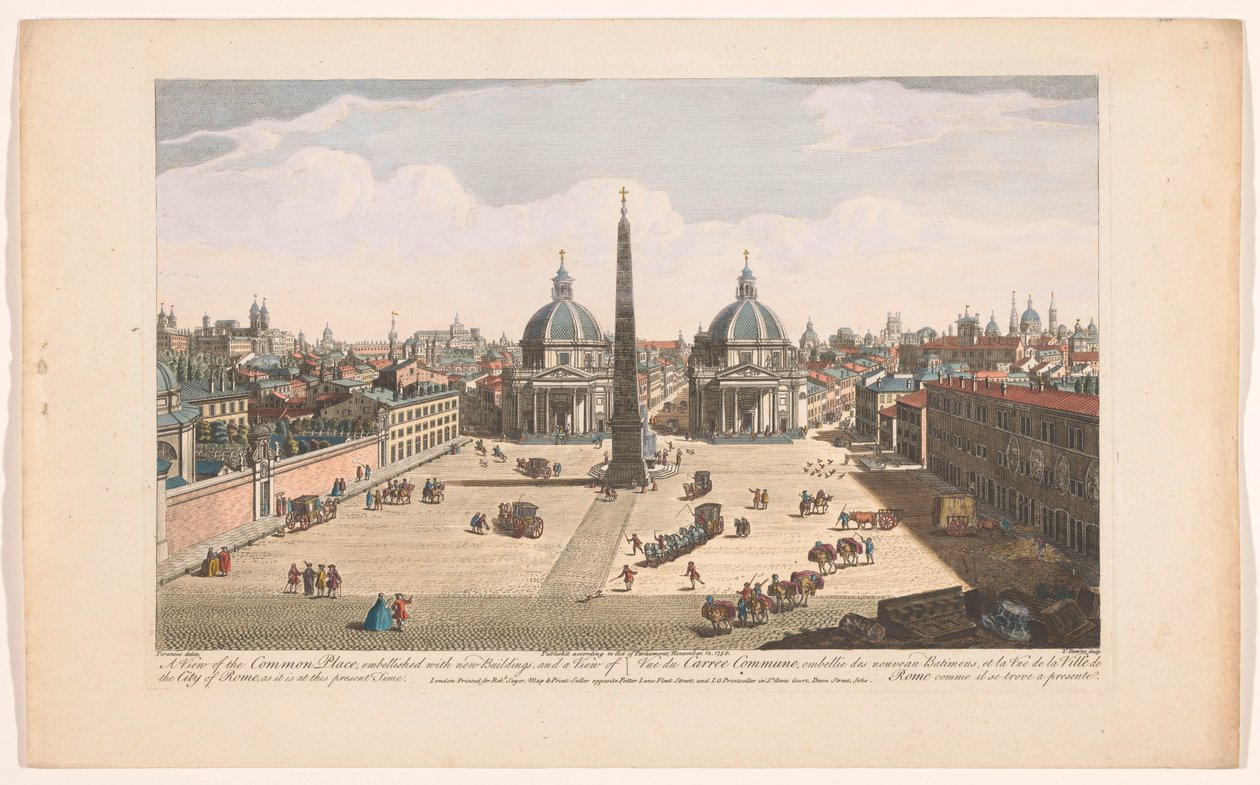 Vista di Piazza del Popolo a Roma da Robert Sayer