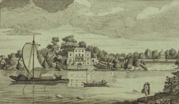 Veduta della celebre casa del signor Pope a Twickenham, c.1750 (incisione) da Robert Sayer