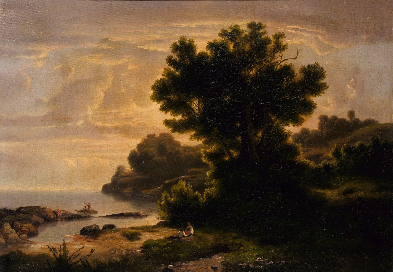 Paesaggio con famiglia vicino al lago, 1858 da Robert Seldon Duncanson