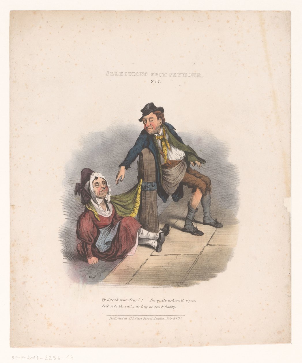 Caricatura con uomo e donna ubriachi da Robert Seymour (attributed to)