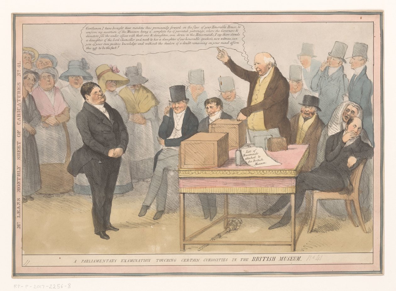 Caricatura sul British Museum (Foglio mensile di caricature n. 41) da Robert Seymour (possibly)